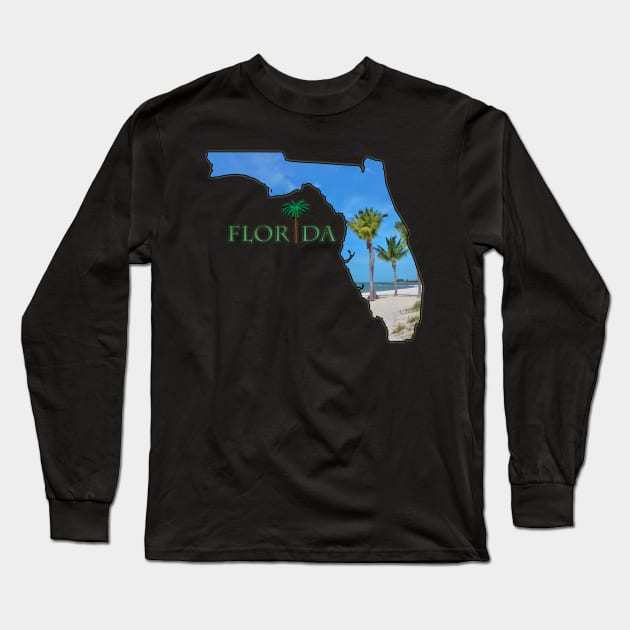 Florida State Outline (Key West Beach) Long Sleeve T-Shirt by gorff